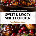 Golden skillet chicken with cranberries and balsamic glaze in a rustic pan, perfect for Dinner With Cranberries